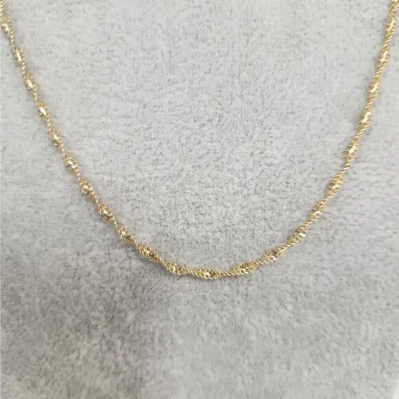 14k Yellow Gold Diamond-Cut Rope Chain Necklace Twisted Textured Design 18" - Picture 8 of 8